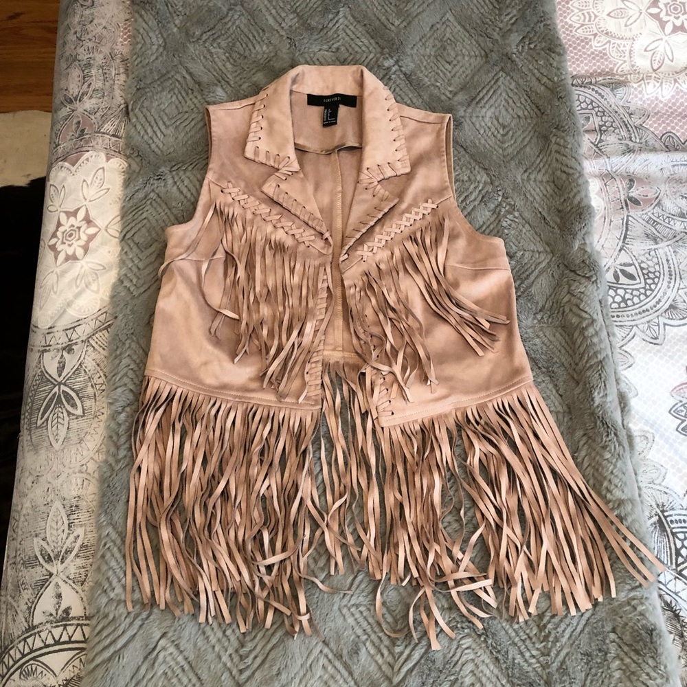 Fun faux suede fringed vest